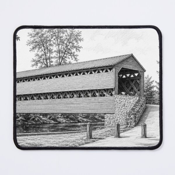 Item preview, Graphene sketch of Sachs Covered Bridge Gettysburg Pennsylvania designed and sold by gotucoveredart.