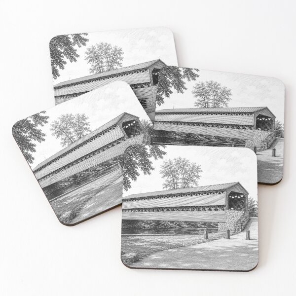 Item preview, Graphene sketch of Sachs Covered Bridge Gettysburg Pennsylvania designed and sold by gotucoveredart.