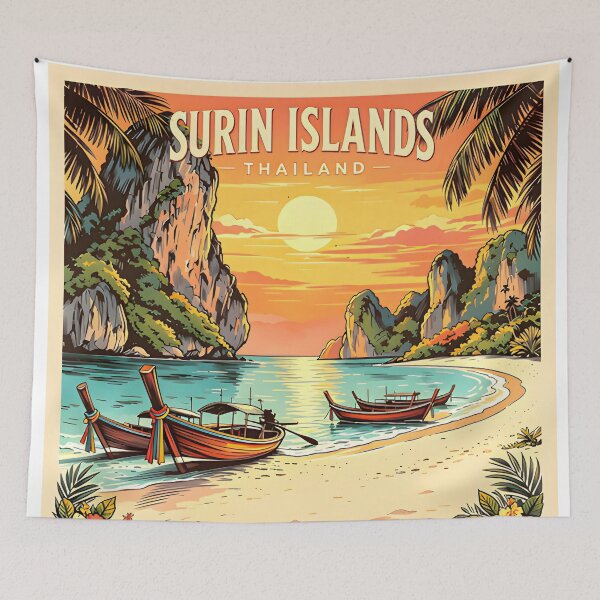 Item preview, Surin Islands - Thailand Vintage Sunset Travel Art designed and sold by Spirit of Siam.