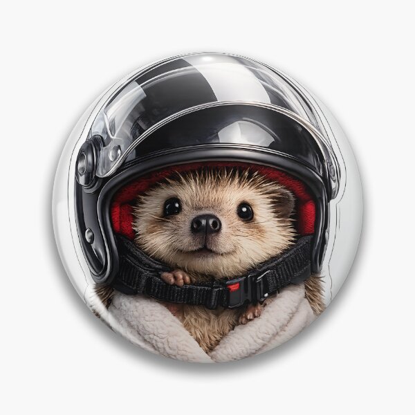 Item preview, Cute Hedgehog Wearing an Oversized Motorcycle Helmet Sticker designed and sold by KawaiiOrbit.