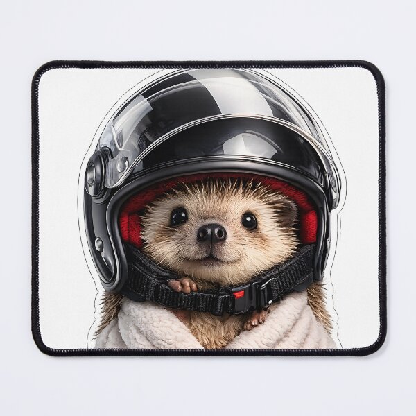 Item preview, Cute Hedgehog Wearing an Oversized Motorcycle Helmet Sticker designed and sold by KawaiiOrbit.