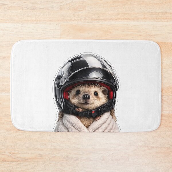 Item preview, Cute Hedgehog Wearing an Oversized Motorcycle Helmet Sticker designed and sold by KawaiiOrbit.