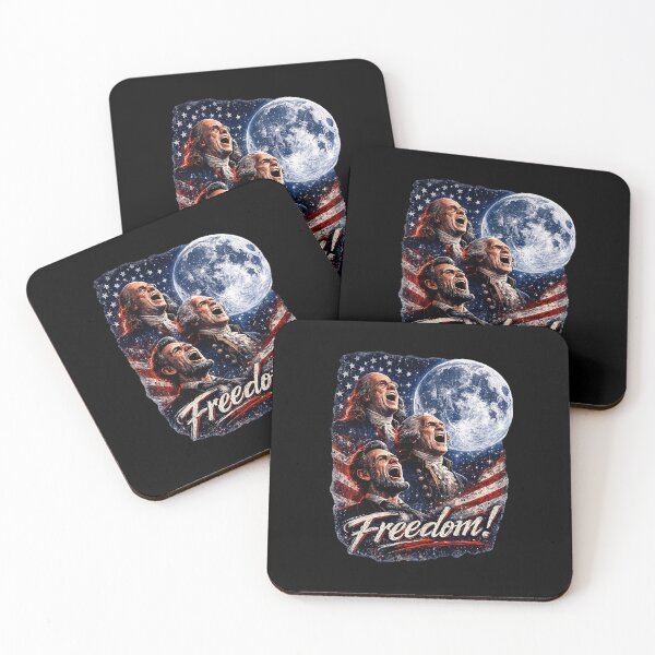 Item preview, Patriotic Founding Fathers Howling Full Moon Freedom USA Flag designed and sold by ajifujpost.