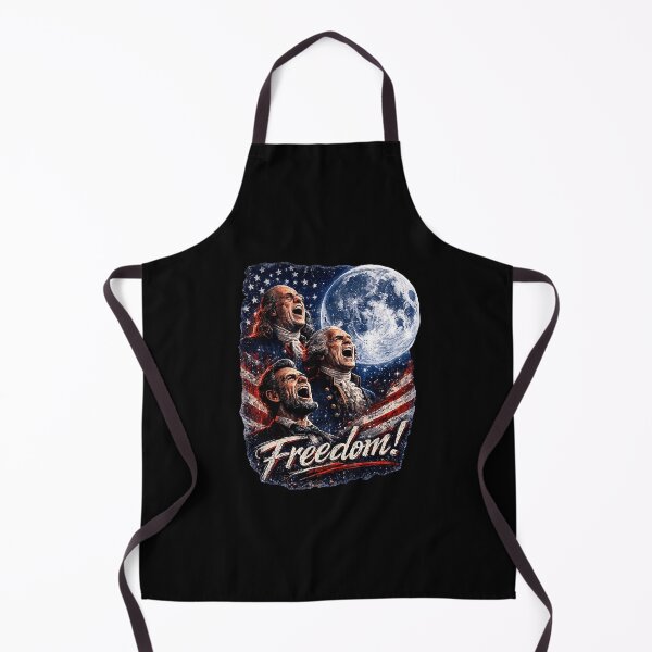 Item preview, Patriotic Founding Fathers Howling Full Moon Freedom USA Flag designed and sold by ajifujpost.