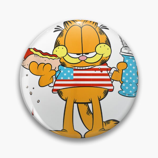 Item preview, Garfield Cat Wearing American Flag Shirt Eating Hot Dog designed and sold by CiranoSkasnot.