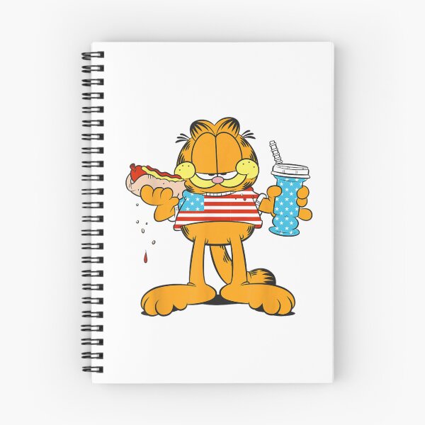 Item preview, Garfield Cat Wearing American Flag Shirt Eating Hot Dog designed and sold by CiranoSkasnot.