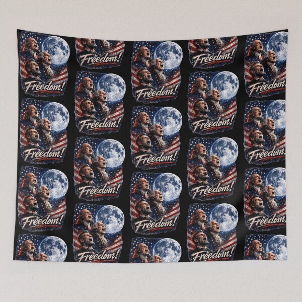 Item preview, Patriotic Founding Fathers Howling Full Moon Freedom USA Flag designed and sold by ajifujpost.