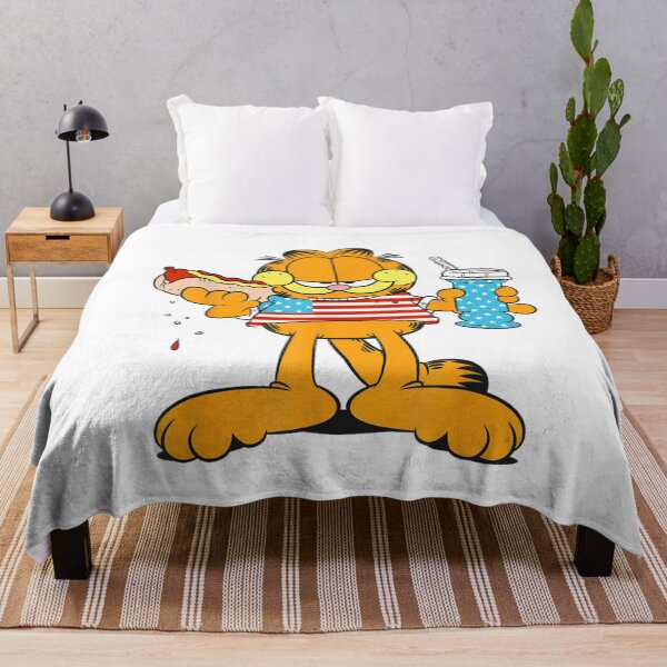 Item preview, Garfield Cat Wearing American Flag Shirt Eating Hot Dog designed and sold by CiranoSkasnot.