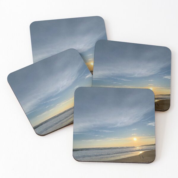 Item preview, Golden sunset over the vast ocean sandy beach designed and sold by Art of Momenz.