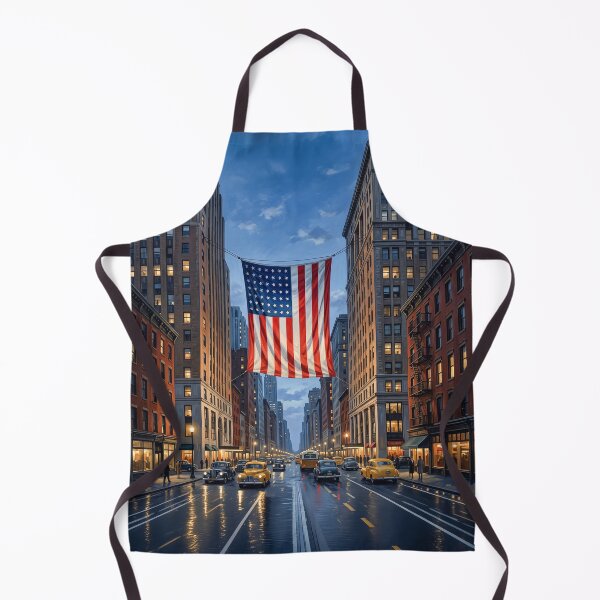 Item preview, American Flag Hanging Between Two City Skyscrapers designed and sold by Home Decor Art.
