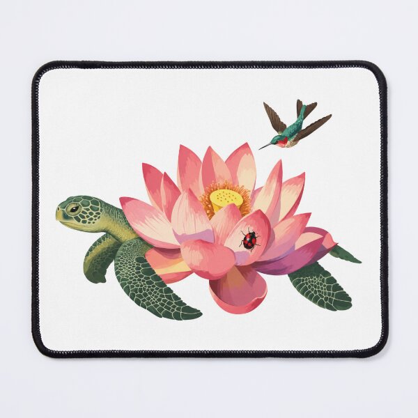 Item preview, Sea Turtle and Lotus Bloom Illustration designed and sold by minbadesign.