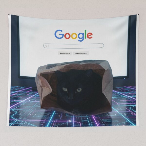 Item preview, Black Cat in Paper Bag Google Search Poster designed and sold by Pioneer Spirit Market.
