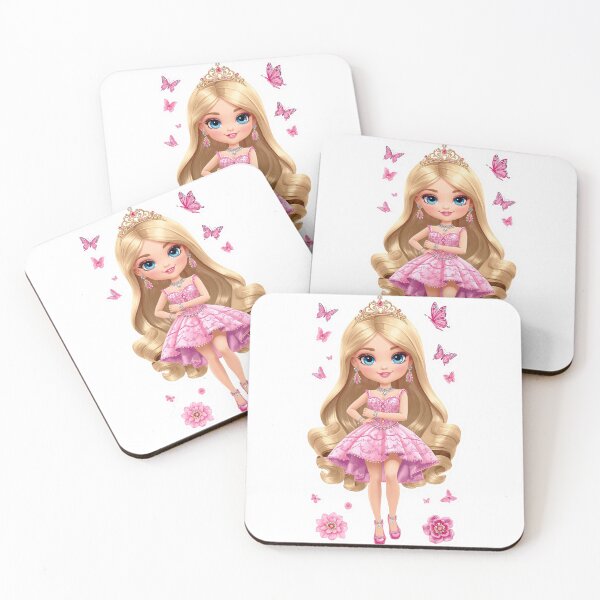 Item preview, Cute Blonde Princess in Pink Dress with Butterflies Sticker designed and sold by JasmineAnjani_art26.