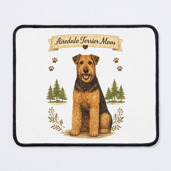Item preview, Proud Airedale Terrier Mom Cute Dog Lover Vintage Woodland Design designed and sold by FurAndFlaireg.