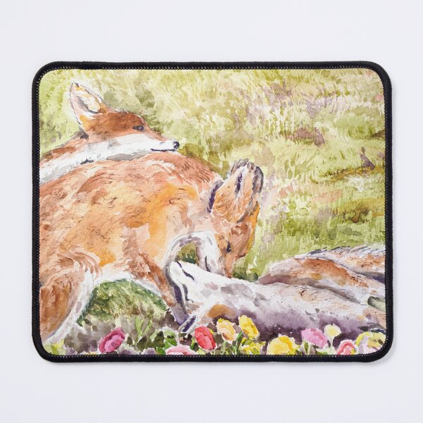 Item preview, 3 baby foxes playing watercolour arts  designed and sold by ColorandColor.