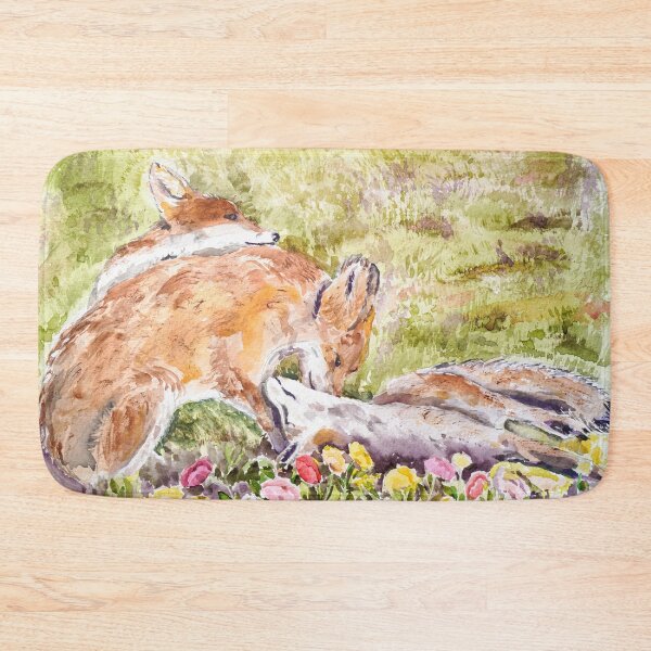 Item preview, 3 baby foxes playing watercolour arts  designed and sold by ColorandColor.