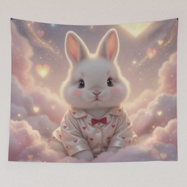 Item preview, Dreamy Pajama Bunny on Pastel Clouds Art designed and sold by lovelistivkaa.