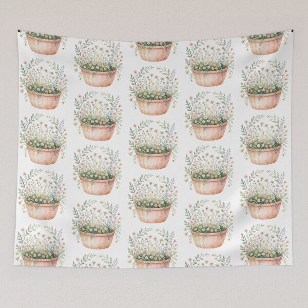 Item preview, Wildflower Basket Botanical Cottage Garden Illustration designed and sold by AillustriaAK.