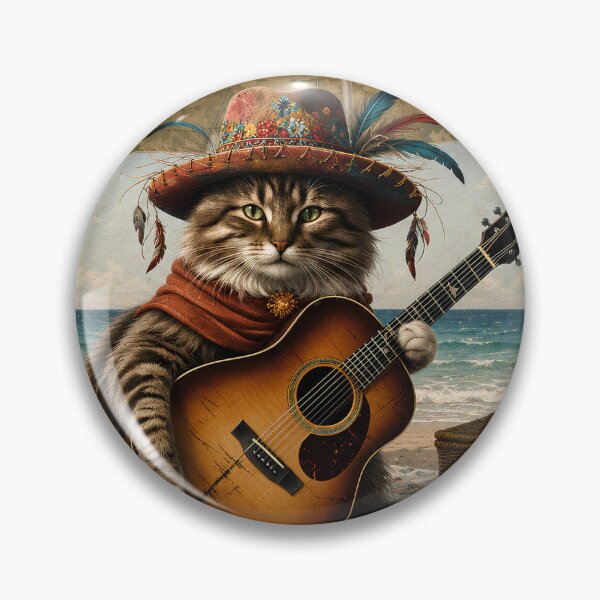 Item preview, Bohemian Cat Musician on the Beach designed and sold by OneCklick.