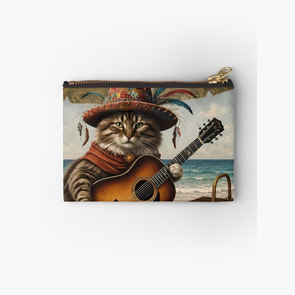 Item preview, Bohemian Cat Musician on the Beach designed and sold by OneCklick.