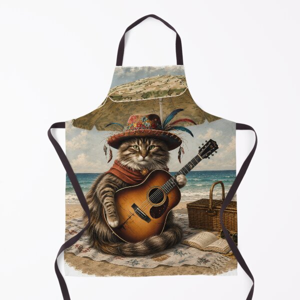 Item preview, Bohemian Cat Musician on the Beach designed and sold by OneCklick.