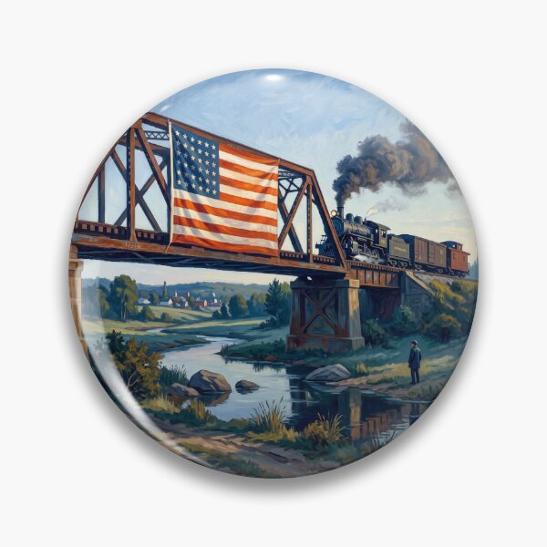 Item preview, American Flag And Steam Locomotive designed and sold by Home Decor Art.