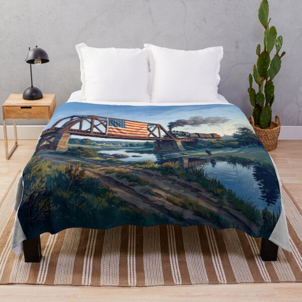 Item preview, American Flag And Steam Locomotive designed and sold by Home Decor Art.