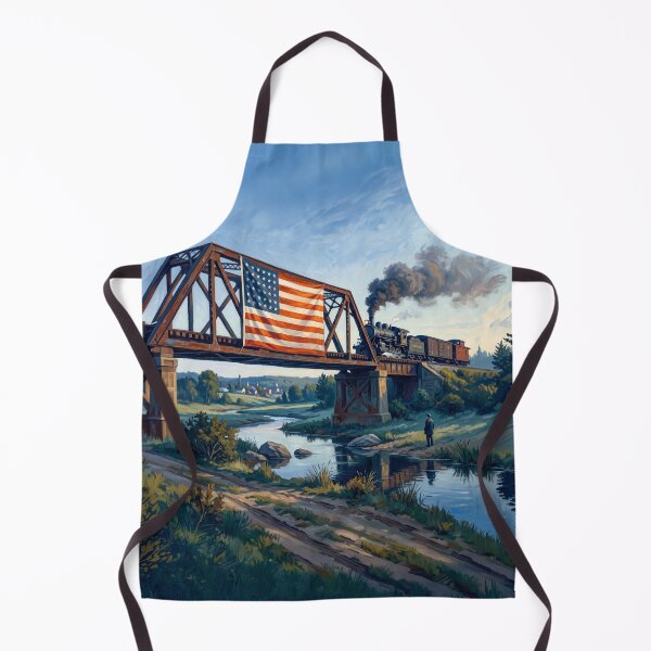 Item preview, American Flag And Steam Locomotive designed and sold by Home Decor Art.