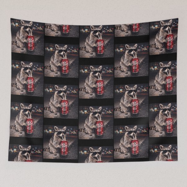 Item preview, Funny Raccoon Drinking Dr Pepper Soda Night City Vintage designed and sold by ajifujpost.