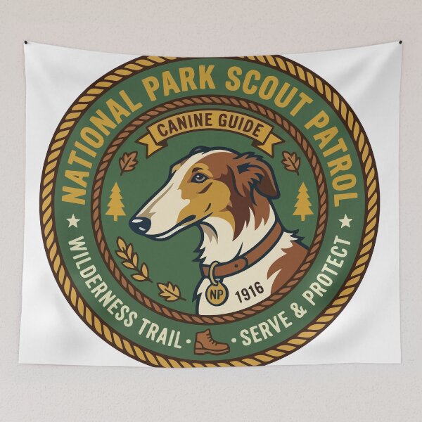 Item preview, Vintage Borzoi National Park Explorer Badge designed and sold by ArcApparel2020.
