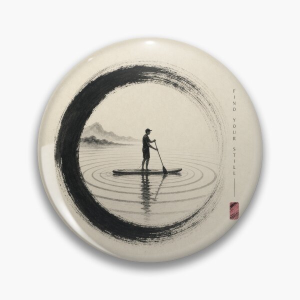 Item preview, Enso Circle Paddle Board Japanese Brush Art Print Sticker Sumi Ink Water Gift designed and sold by sharifex.