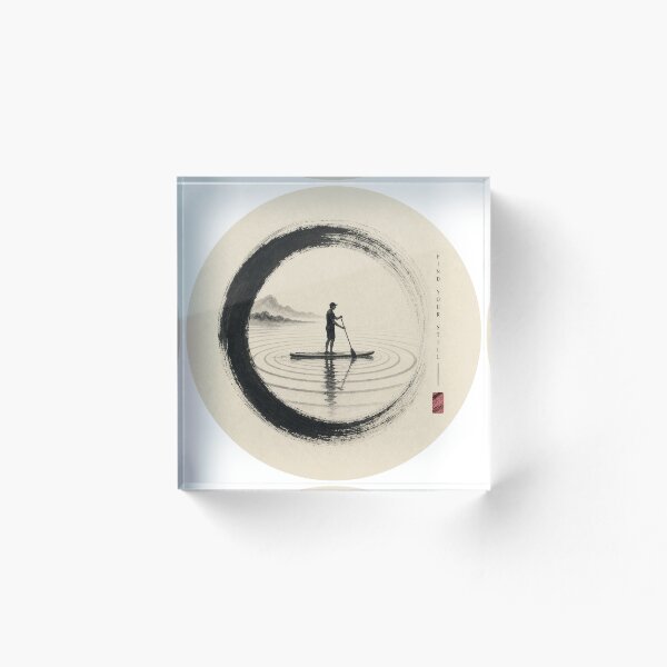 Item preview, Enso Circle Paddle Board Japanese Brush Art Print Sticker Sumi Ink Water Gift designed and sold by sharifex.