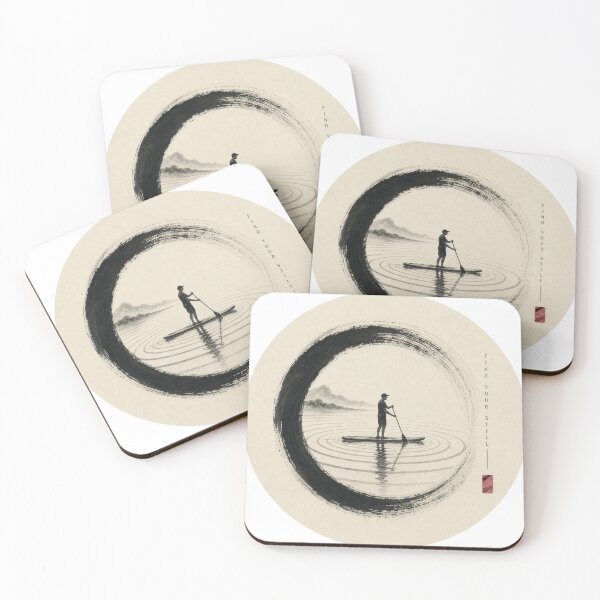 Item preview, Enso Circle Paddle Board Japanese Brush Art Print Sticker Sumi Ink Water Gift designed and sold by sharifex.