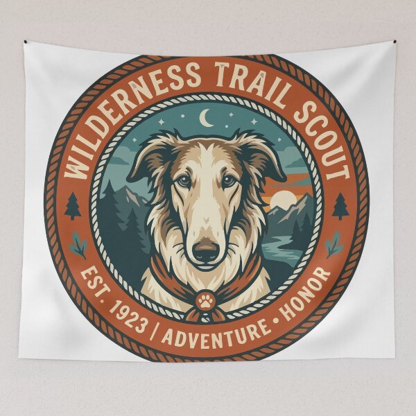 Item preview, Majestic Borzoi Wilderness Scout Emblem designed and sold by ArcApparel2020.