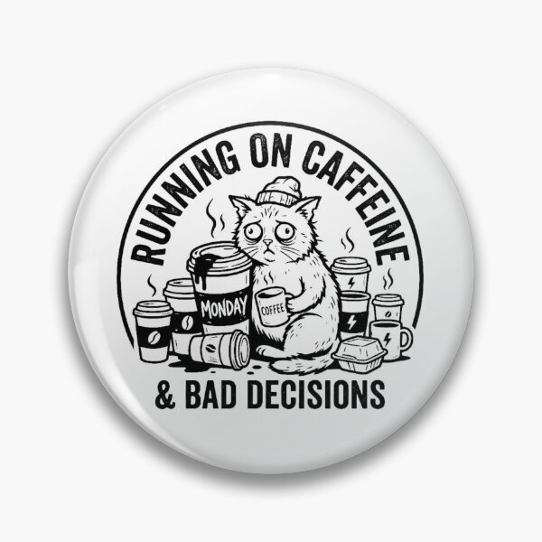 Item preview, Running On Caffeine & Bad Decisions - Grumpy Coffee-Loving Cat designed and sold by SociallyDeadClub.