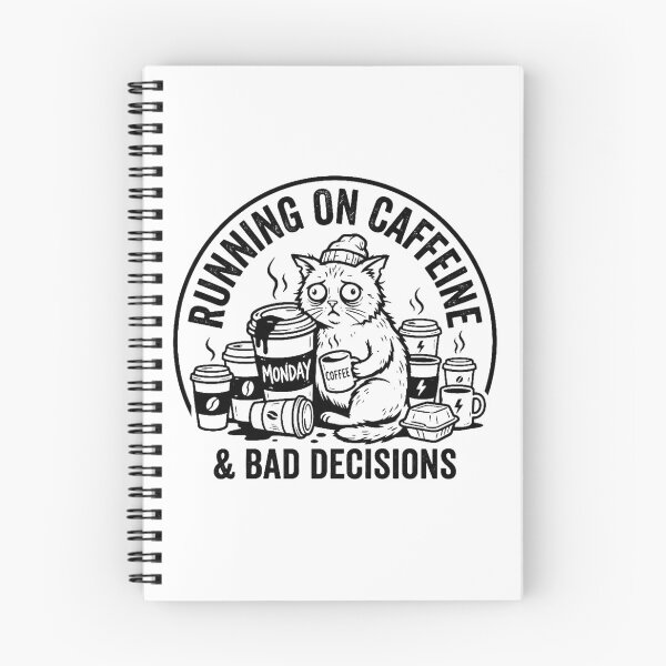 Item preview, Running On Caffeine & Bad Decisions - Grumpy Coffee-Loving Cat designed and sold by SociallyDeadClub.