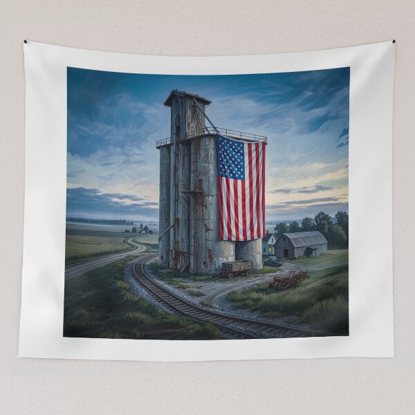 Artikelvorschau, American Flag On Grain Silo entworfen und verkauft von Home Decor Art.
