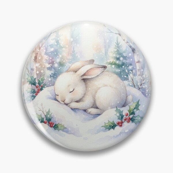 Item preview, Sleeping Snow Hare Winter Watercolor designed and sold by CalmCapy Co.