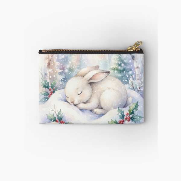 Item preview, Sleeping Snow Hare Winter Watercolor designed and sold by CalmCapy Co.