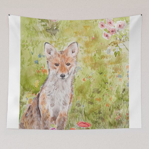 Item preview, one cute baby fox watercolour painting  designed and sold by ColorandColor.