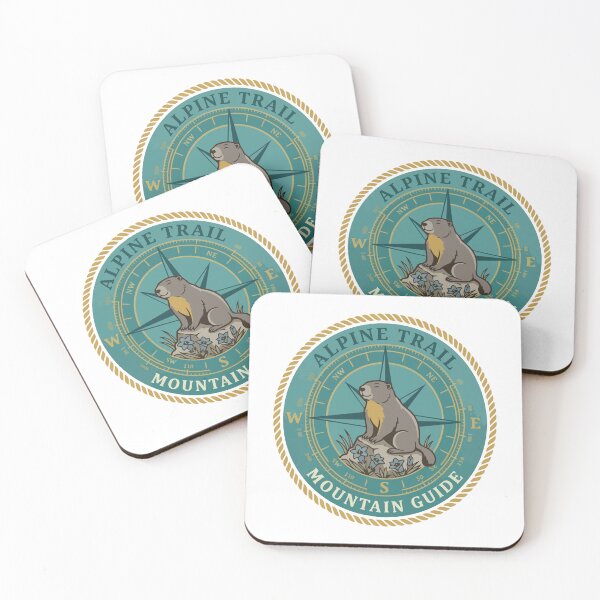 Item preview, Chill Alpine Marmot Wanderlust Compass Badge designed and sold by ArcApparel2020.