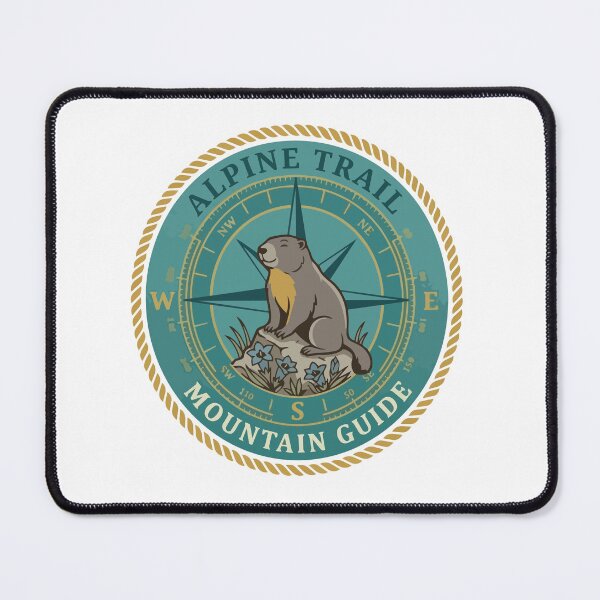 Item preview, Chill Alpine Marmot Wanderlust Compass Badge designed and sold by ArcApparel2020.