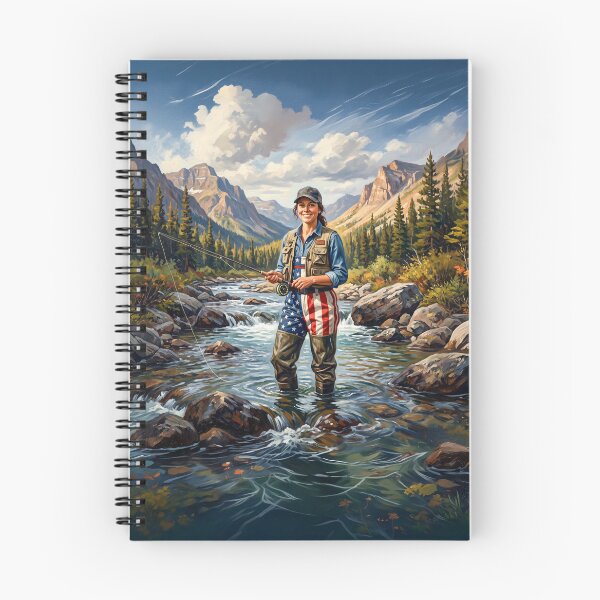 Item preview, Flyfishing Woman With American Flag Waders designed and sold by Home Decor Art.