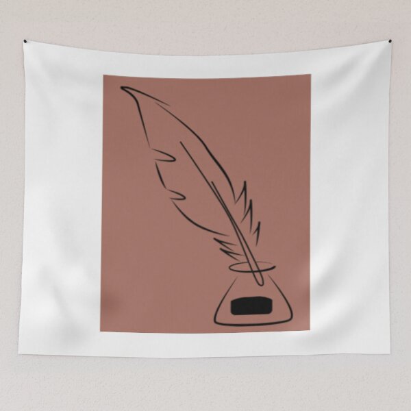 Item preview, Vintage Quill Pen Inkpot Line Art designed and sold by NNCollection.