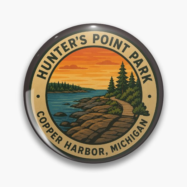 Item preview, Hunter’s Point Park Michigan Vintage Lake Superior Badge designed and sold by American Travels.