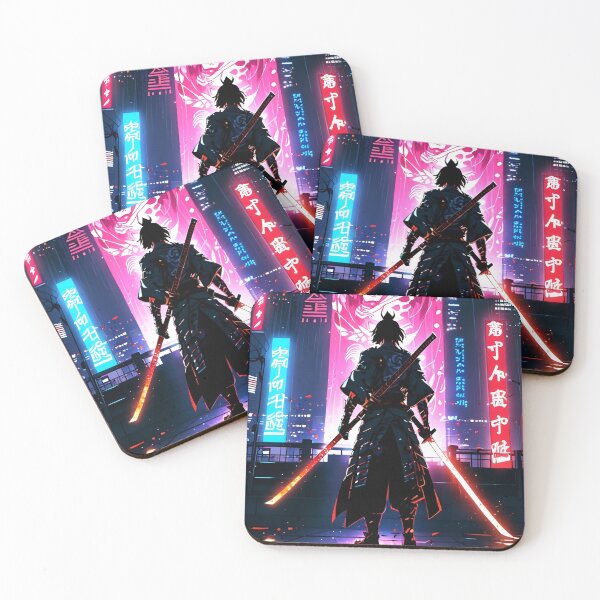 Item preview, Cyberpunk Neon Samurai | Futuristic Anime Inspired Warrior Wall Art designed and sold by Dyan4.