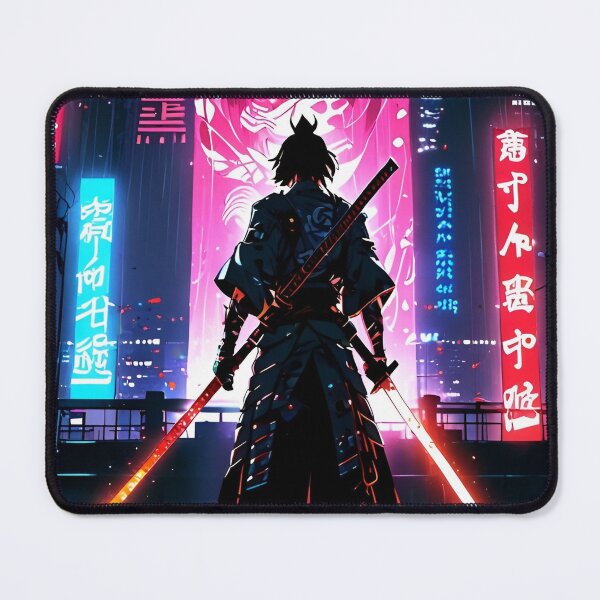 Item preview, Cyberpunk Neon Samurai | Futuristic Anime Inspired Warrior Wall Art designed and sold by Dyan4.