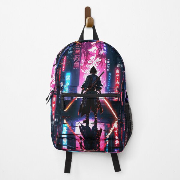 Item preview, Cyberpunk Neon Samurai | Futuristic Anime Inspired Warrior Wall Art designed and sold by Dyan4.