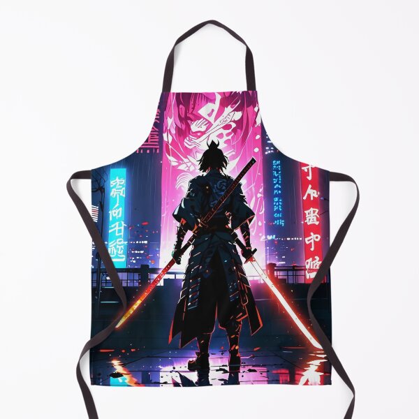Item preview, Cyberpunk Neon Samurai | Futuristic Anime Inspired Warrior Wall Art designed and sold by Dyan4.