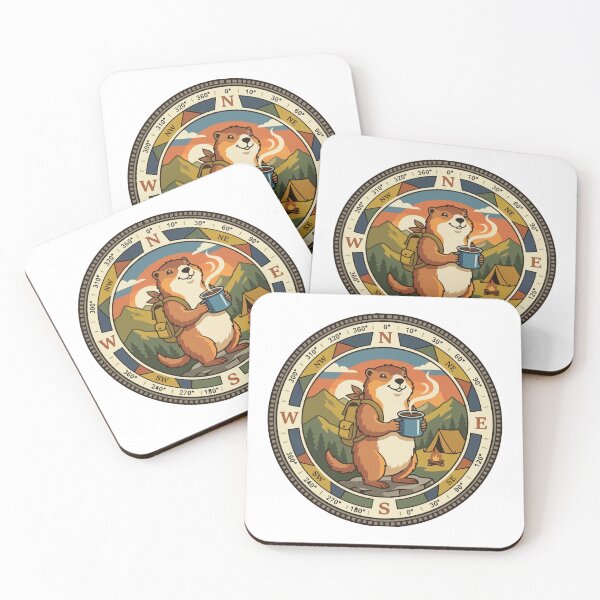 Item preview, Morning Coffee Marmot Hiking Compass Emblem designed and sold by Arc2020.